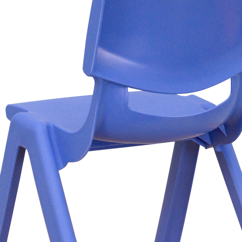 2 Pack Blue Plastic Stackable School Chair with 10.5'' Seat Height