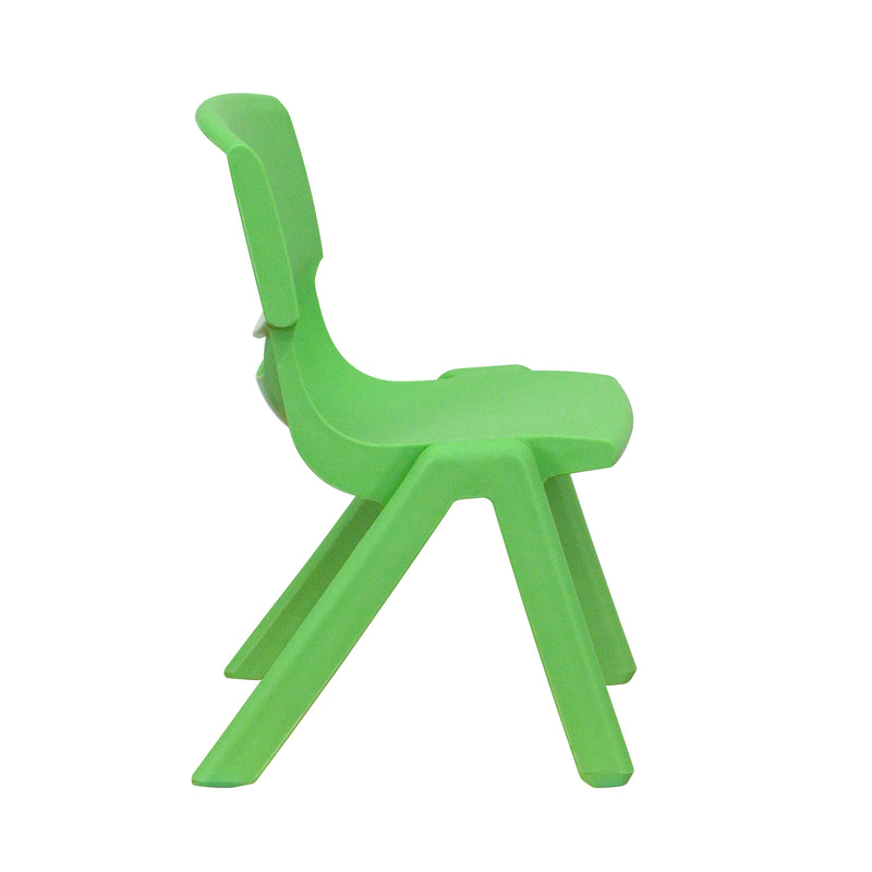 2 Pack Green Plastic Stackable School Chair with 10.5'' Seat Height