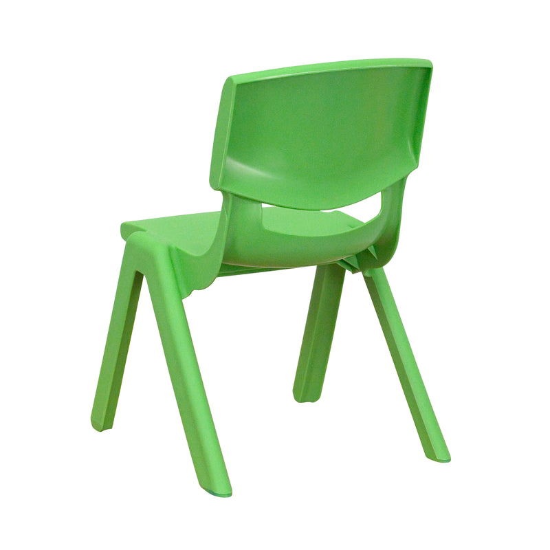 2 Pack Green Plastic Stackable School Chair with 10.5'' Seat Height