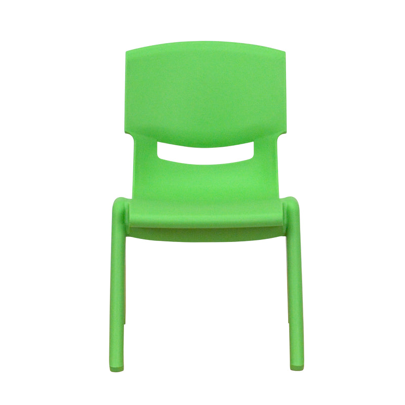 2 Pack Green Plastic Stackable School Chair with 10.5'' Seat Height