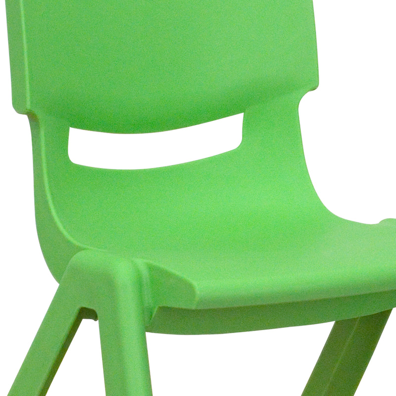 2 Pack Green Plastic Stackable School Chair with 10.5'' Seat Height