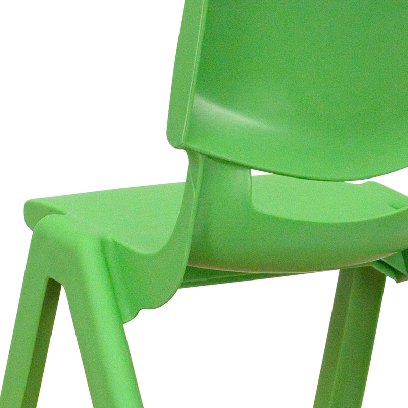 2 Pack Green Plastic Stackable School Chair with 10.5'' Seat Height