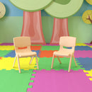 2 Pack Natural Plastic Stackable School Chair with 10.5" Seat Height
