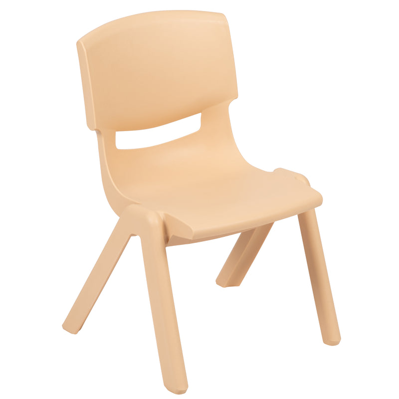 2 Pack Natural Plastic Stackable School Chair with 10.5" Seat Height