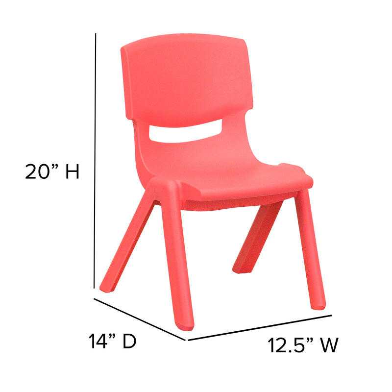 2 Pack Red Plastic Stackable School Chair with 10.5'' Seat Height