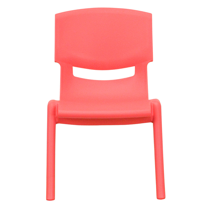 2 Pack Red Plastic Stackable School Chair with 10.5'' Seat Height