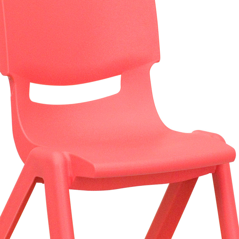 2 Pack Red Plastic Stackable School Chair with 10.5'' Seat Height