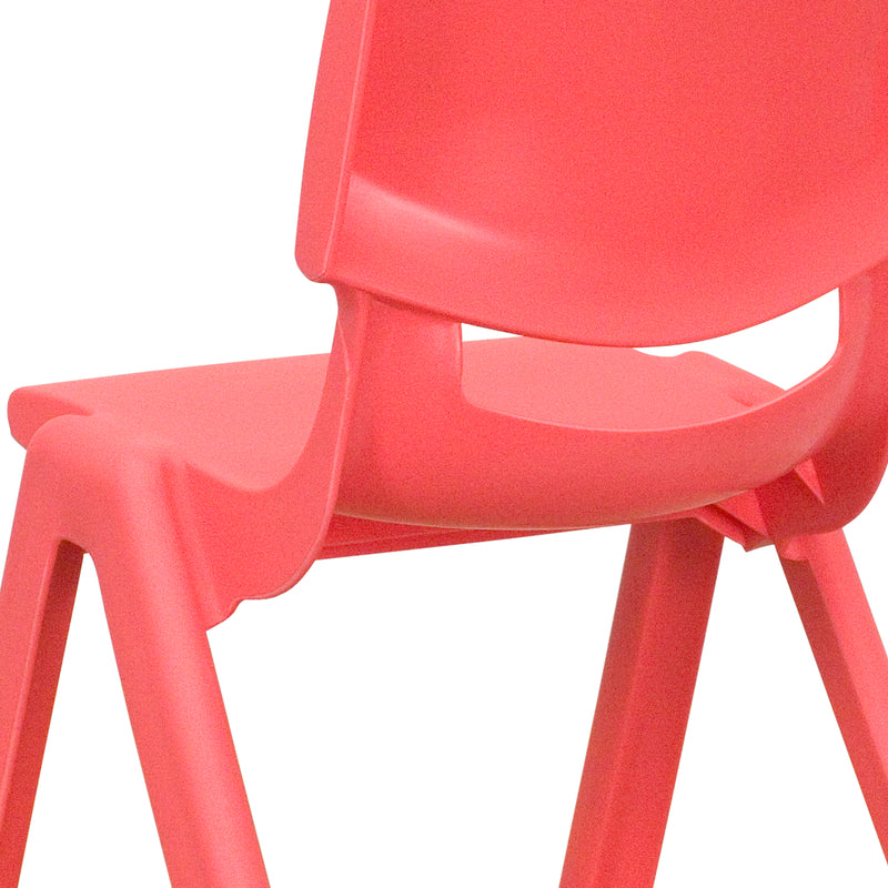 2 Pack Red Plastic Stackable School Chair with 10.5'' Seat Height