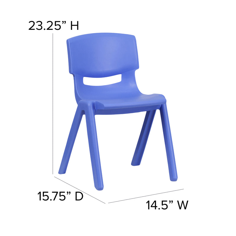 2 Pack Blue Plastic Stackable School Chair with 13.25" Seat Height