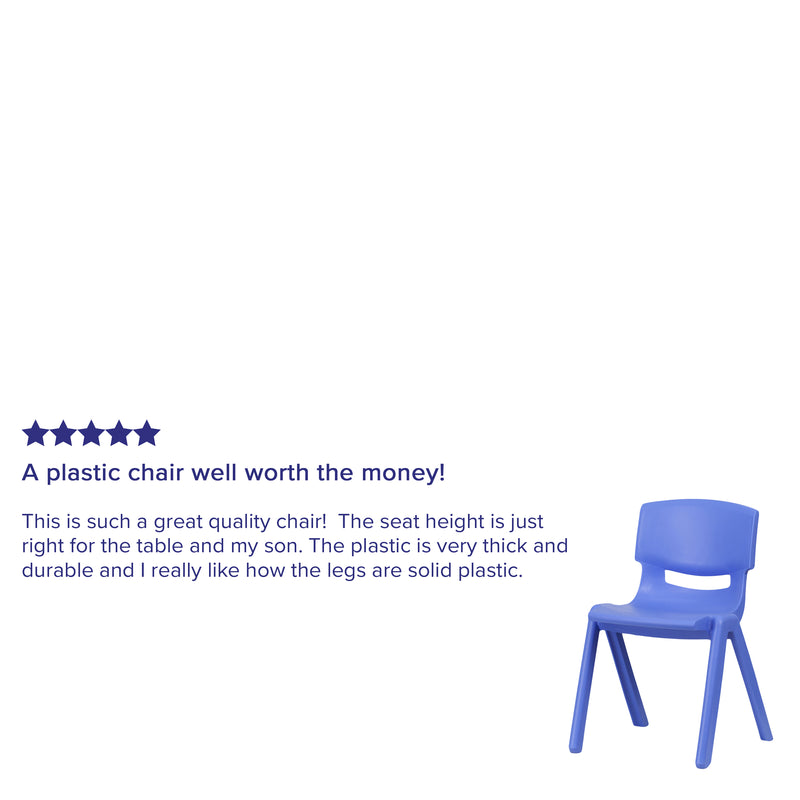 2 Pack Blue Plastic Stackable School Chair with 13.25" Seat Height