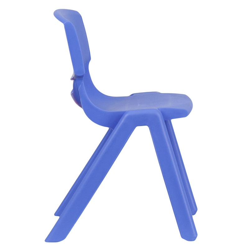 2 Pack Blue Plastic Stackable School Chair with 13.25" Seat Height