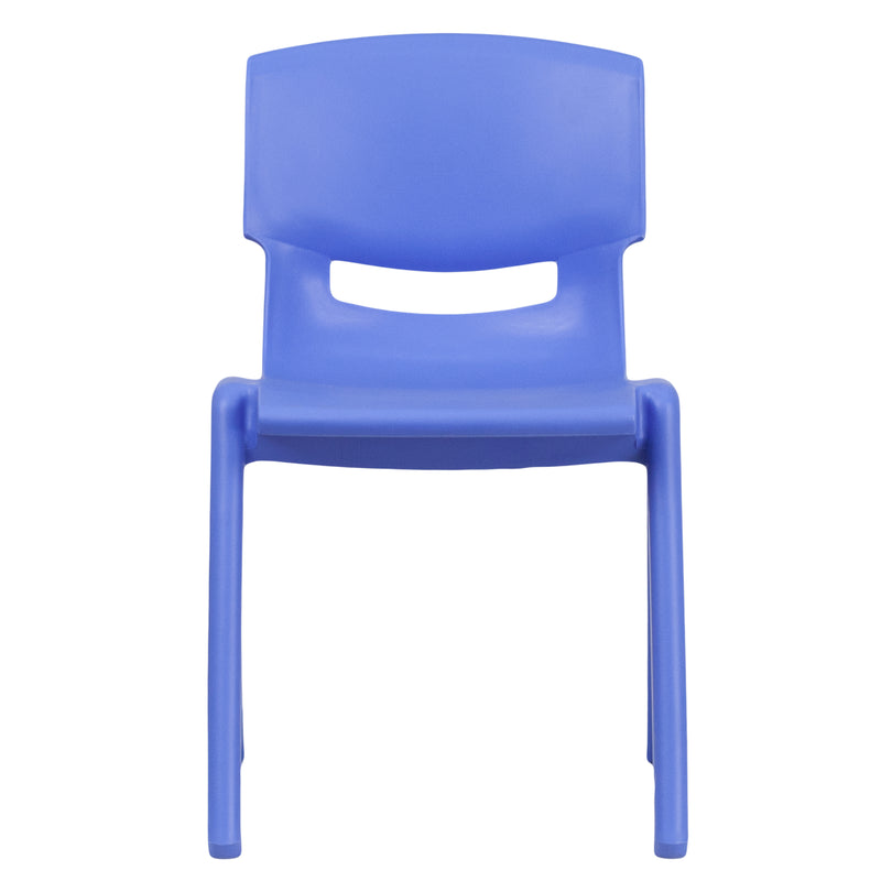 2 Pack Blue Plastic Stackable School Chair with 13.25" Seat Height