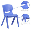 2 Pack Blue Plastic Stackable School Chair with 13.25" Seat Height