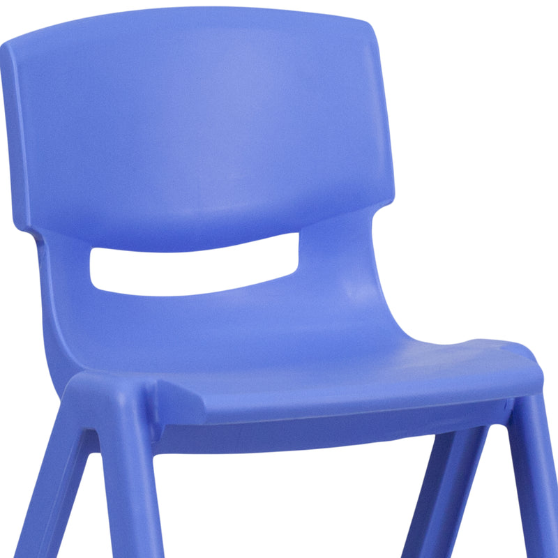 2 Pack Blue Plastic Stackable School Chair with 13.25" Seat Height