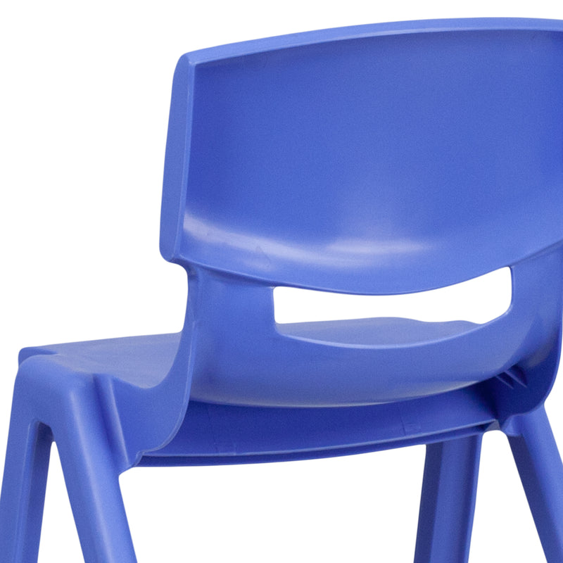 2 Pack Blue Plastic Stackable School Chair with 13.25" Seat Height