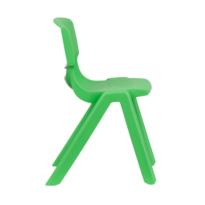 2 Pack Green Plastic Stackable School Chair with 13.25" Seat Height