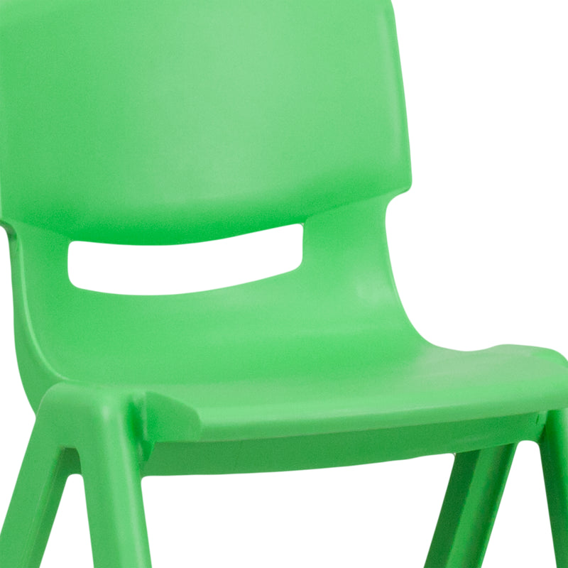 2 Pack Green Plastic Stackable School Chair with 13.25" Seat Height