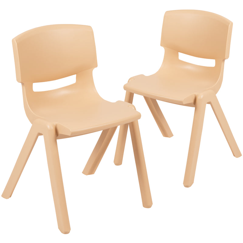 2 Pack Natural Plastic Stackable School Chair with 13.25" Seat Height