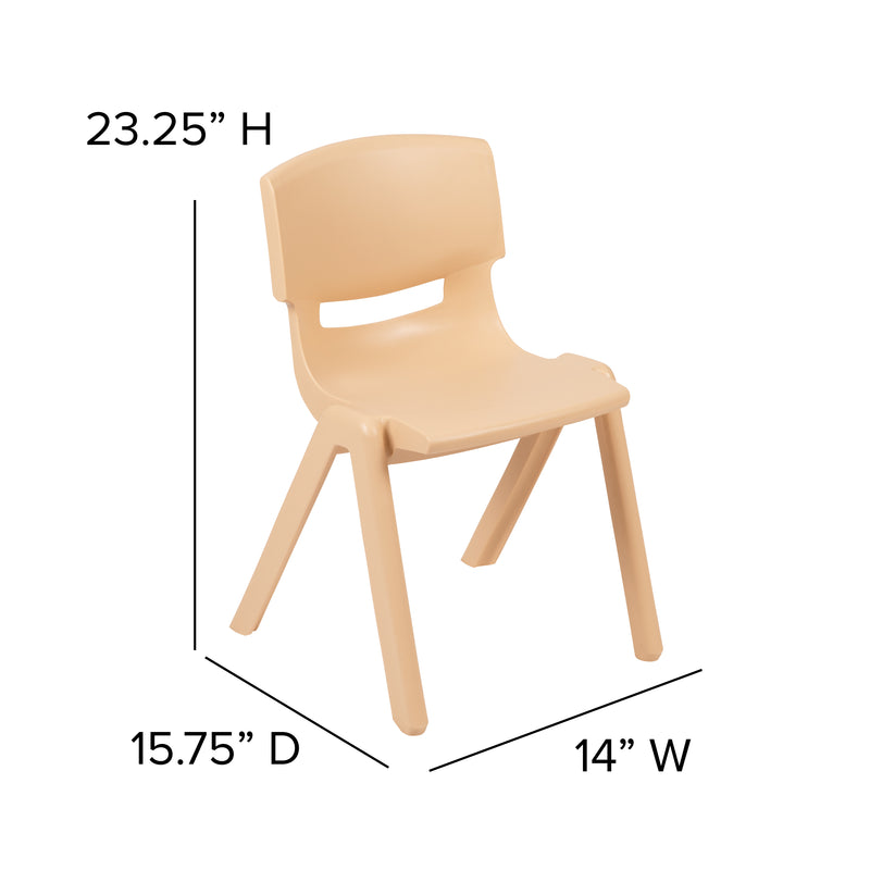 2 Pack Natural Plastic Stackable School Chair with 13.25" Seat Height