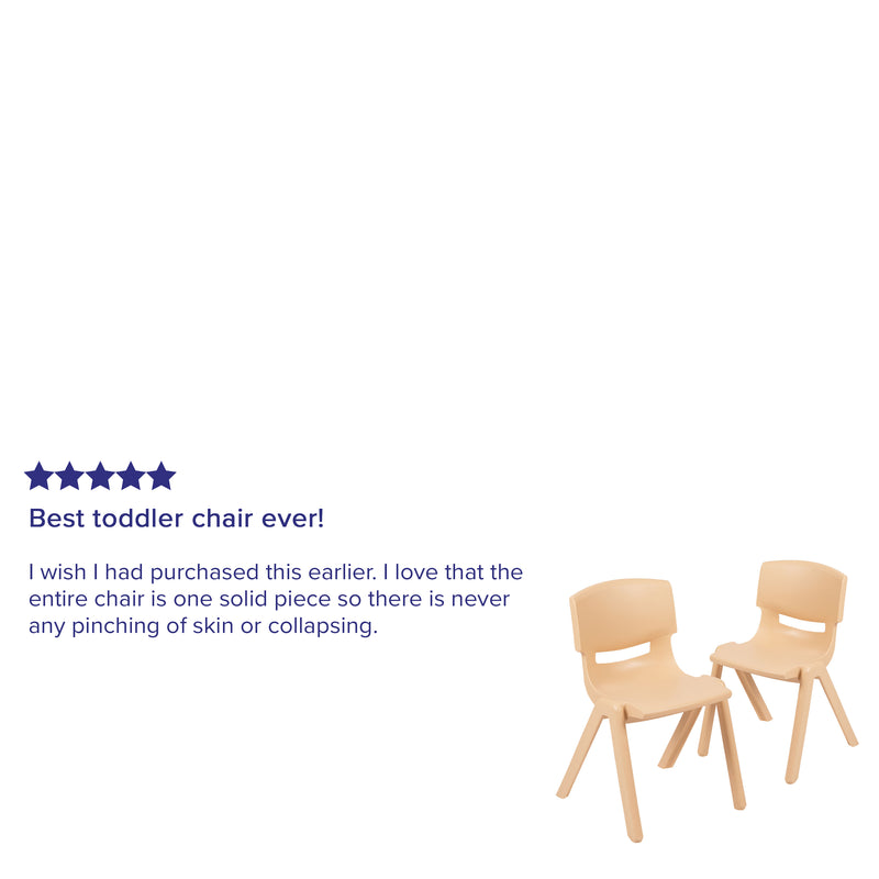 2 Pack Natural Plastic Stackable School Chair with 13.25" Seat Height