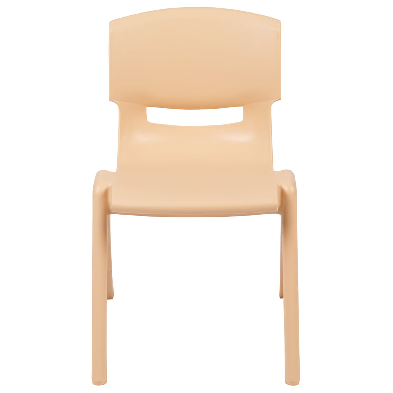 2 Pack Natural Plastic Stackable School Chair with 13.25" Seat Height