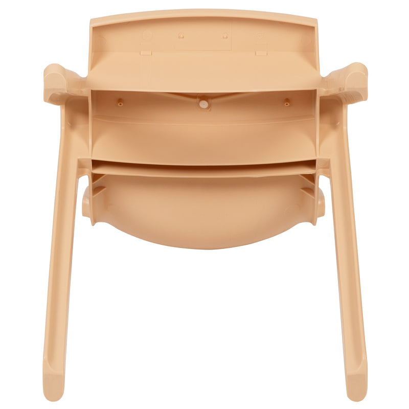 2 Pack Natural Plastic Stackable School Chair with 13.25" Seat Height