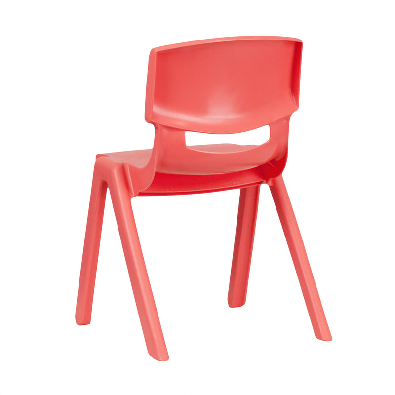 2 Pack Red Plastic Stackable School Chair with 13.25" Seat Height