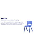 2 Pack Blue Plastic Stackable School Chair with 15.5" Seat Height