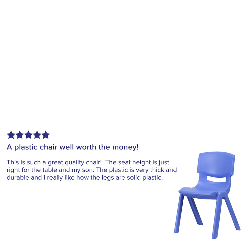 2 Pack Blue Plastic Stackable School Chair with 15.5" Seat Height