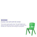 2 Pack Green Plastic Stackable School Chair with 15.5" Seat Height