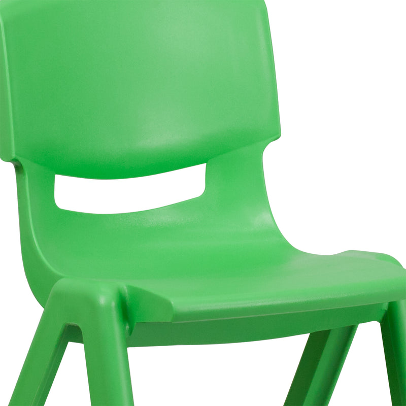 2 Pack Green Plastic Stackable School Chair with 15.5" Seat Height