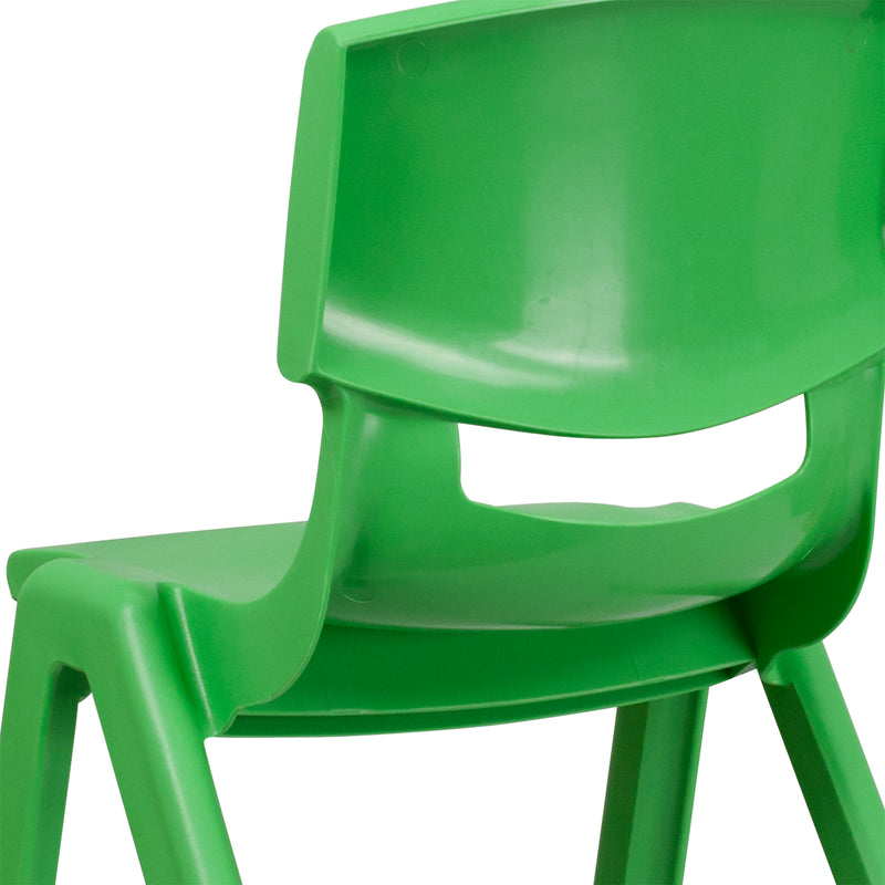 2 Pack Green Plastic Stackable School Chair with 15.5" Seat Height