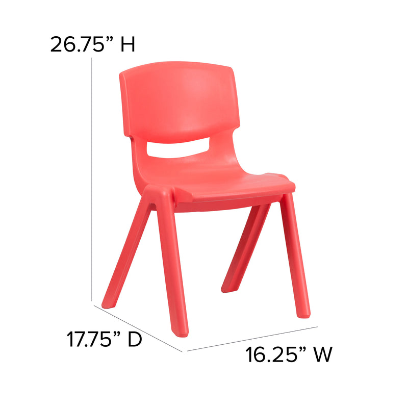 2 Pack Red Plastic Stackable School Chair with 15.5" Seat Height