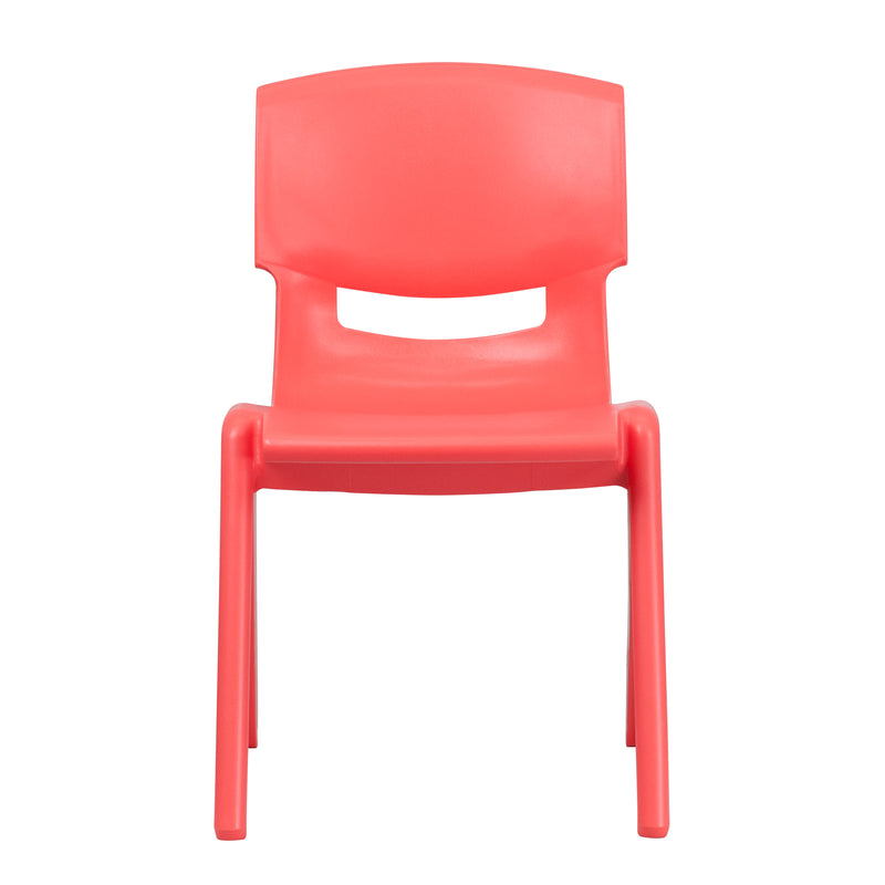 2 Pack Red Plastic Stackable School Chair with 15.5" Seat Height