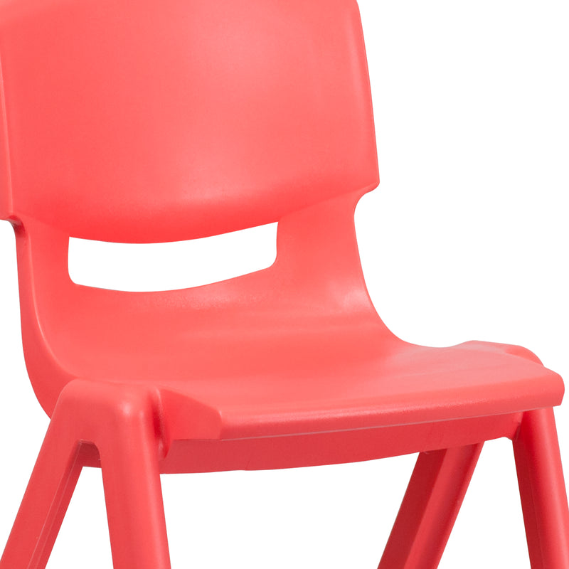 2 Pack Red Plastic Stackable School Chair with 15.5" Seat Height