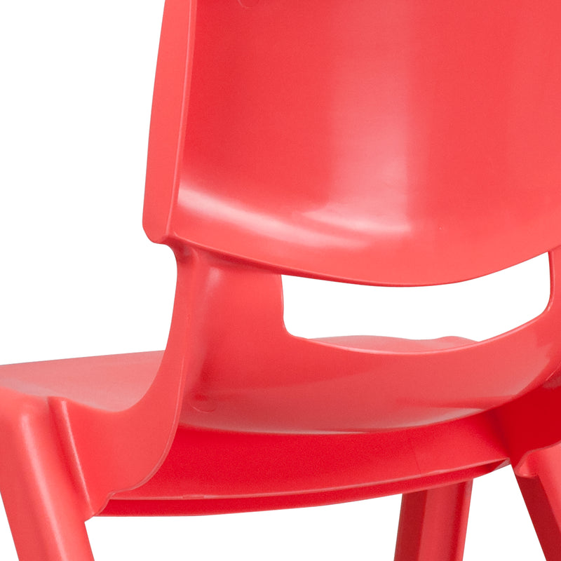 2 Pack Red Plastic Stackable School Chair with 15.5" Seat Height