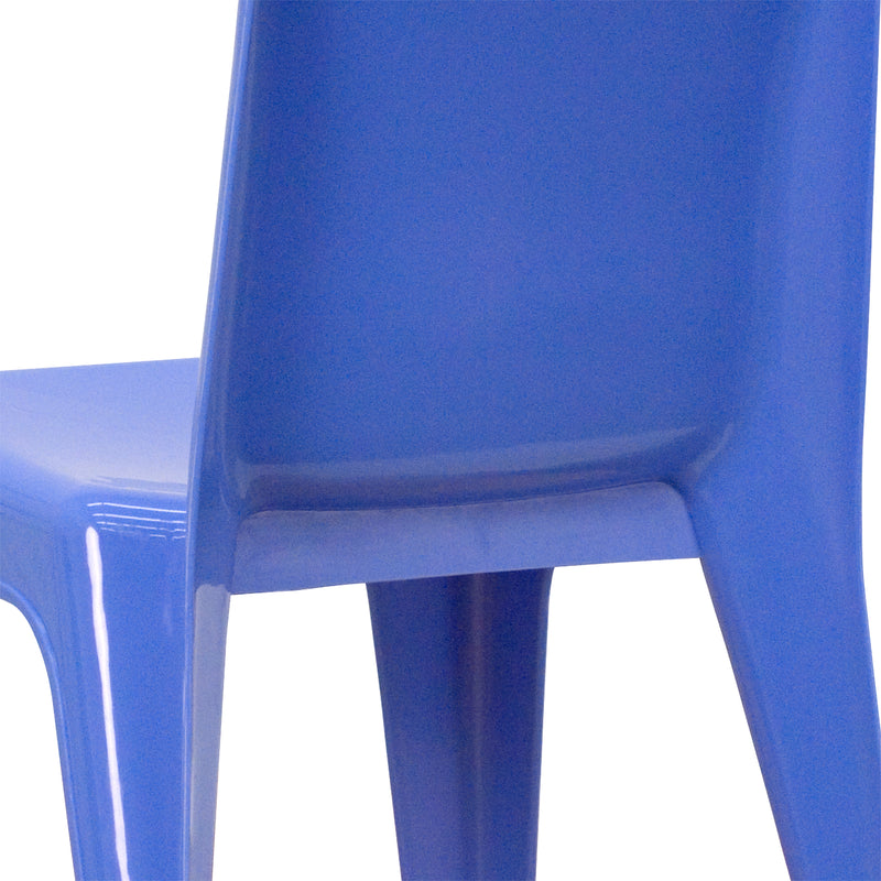 2 Pack Blue Plastic Stackable School Chair with Carrying Handle and 11" Seat Height