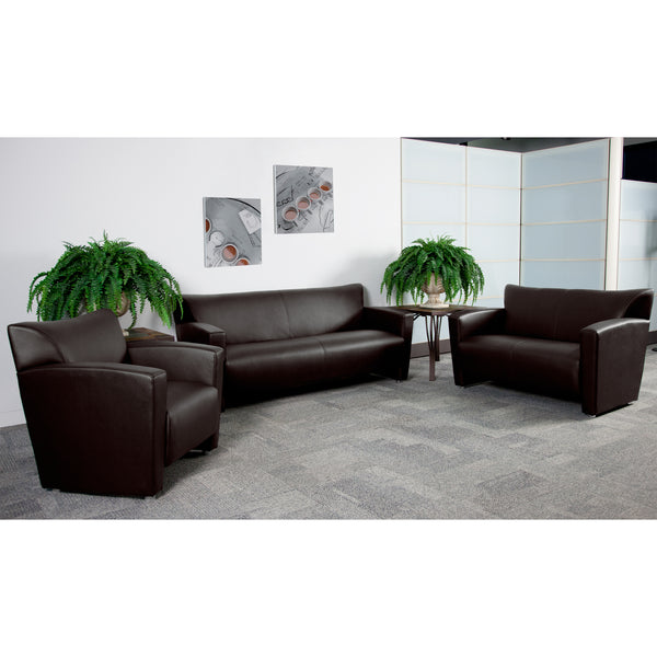 SINGLEWAVE Majesty Series Reception Set in Brown LeatherSoft