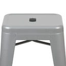 24" High Metal Counter-Height, Indoor Bar Stool in Silver - Stackable Set of 4