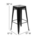 30" High Metal Indoor Bar Stool in Black - Stackable Set of 4