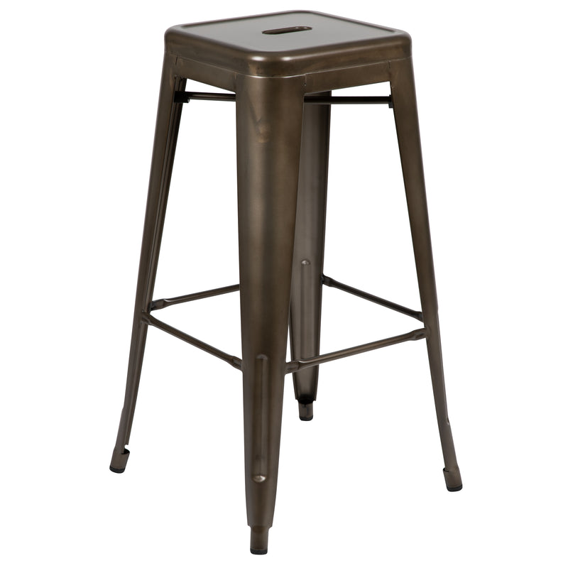 30" High Metal Indoor Bar Stool in Gun Metal Gray - Stackable Set of 4