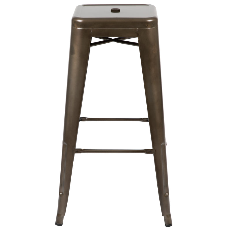 30" High Metal Indoor Bar Stool in Gun Metal Gray - Stackable Set of 4