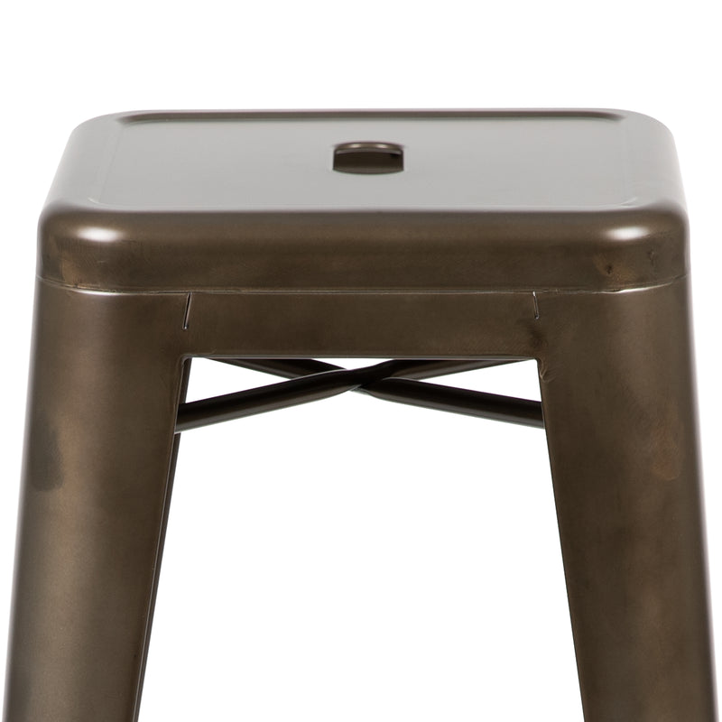 30" High Metal Indoor Bar Stool in Gun Metal Gray - Stackable Set of 4