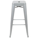 30" High Metal Indoor Bar Stool in Silver - Stackable Set of 4