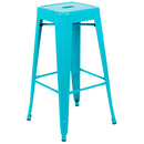 30" High Metal Indoor Bar Stool in Teal - Stackable Set of 4
