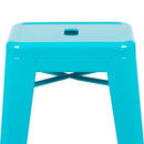 30" High Metal Indoor Bar Stool in Teal - Stackable Set of 4