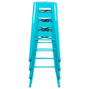 30" High Metal Indoor Bar Stool in Teal - Stackable Set of 4
