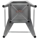 30" High Metal Indoor Bar Stool with Wood Seat in Silver - Stackable Set of 4
