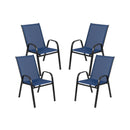 4 Pack Brazos Series Navy Outdoor Stack Chair with Flex Comfort Material and Metal Frame