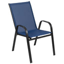 4 Pack Brazos Series Navy Outdoor Stack Chair with Flex Comfort Material and Metal Frame